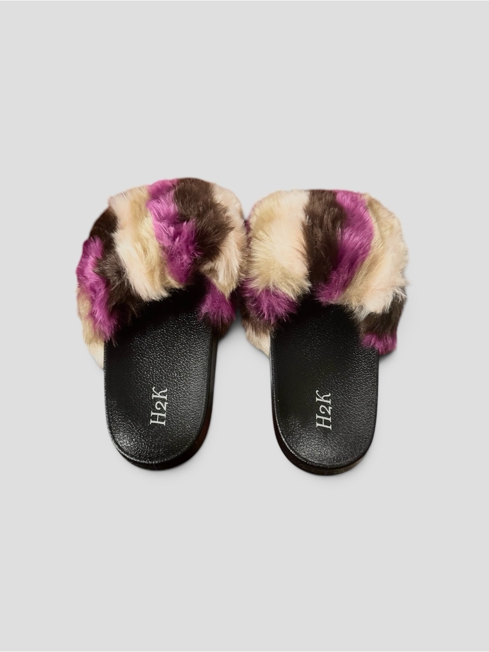 H2K Faux Fur Slide Sandals - Multicolor/Purple/Pink/Cream/Brown - Picture 5 of 9